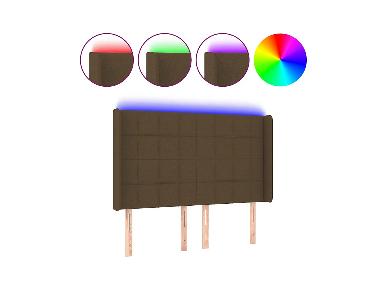 LED Hoofdbord Donkerbruin 147x16x118/128 cm Stof