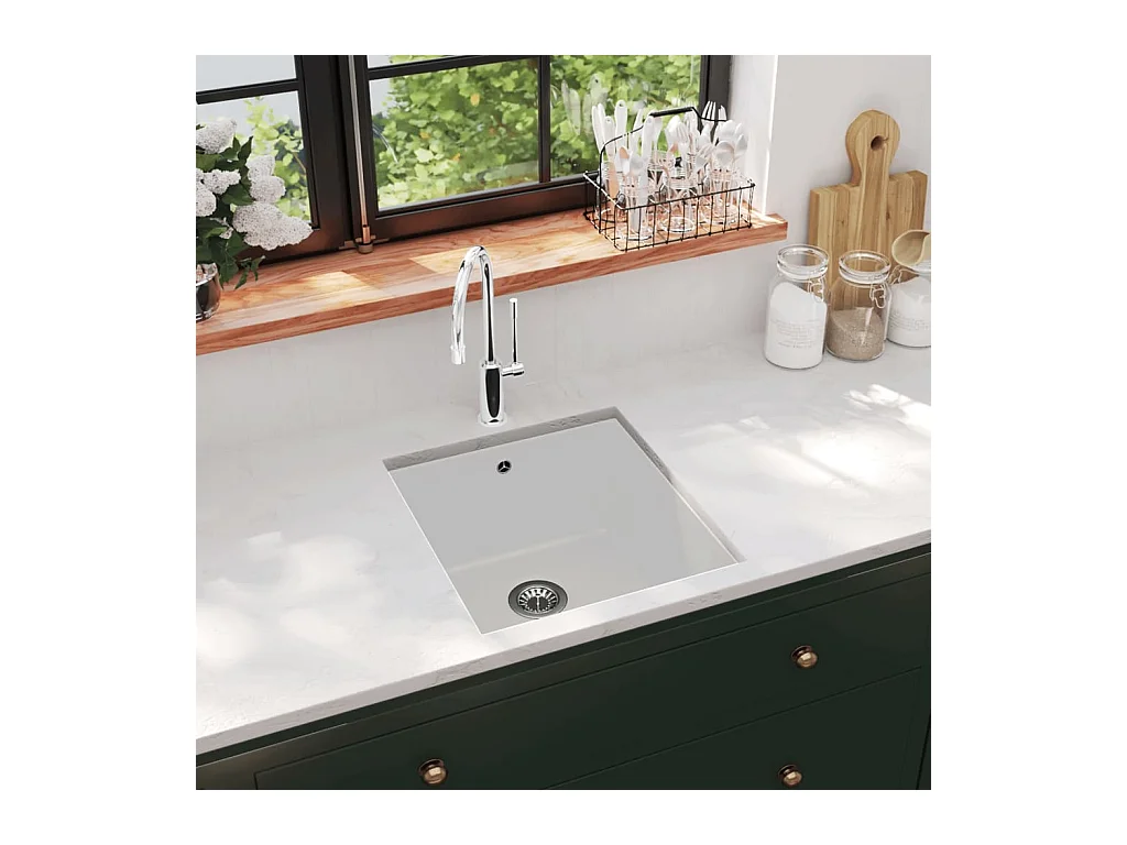 Évier de cuisine Granit Seul lavabo Blanc