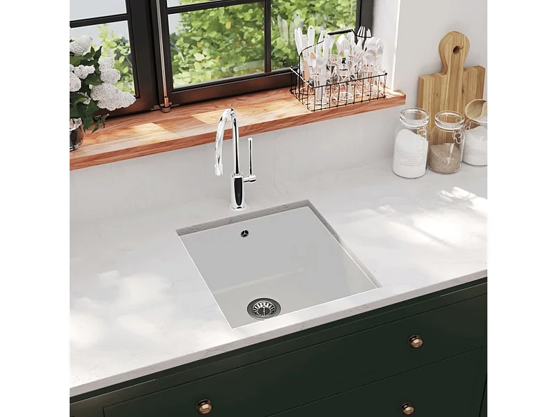 Évier de cuisine Granit Seul lavabo Blanc