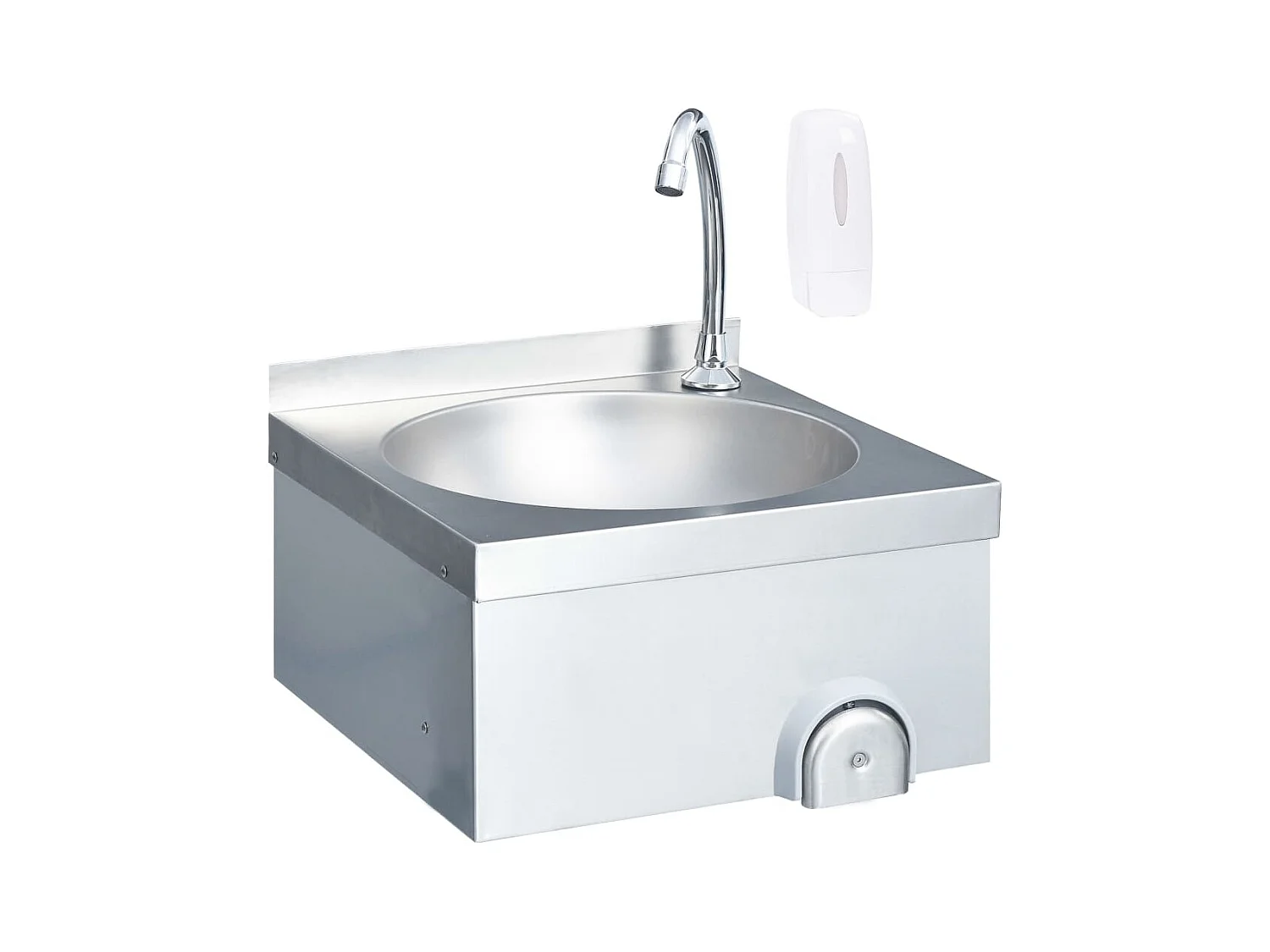 Wasbak van roestvrij staal met kraan en zeepdispenser
