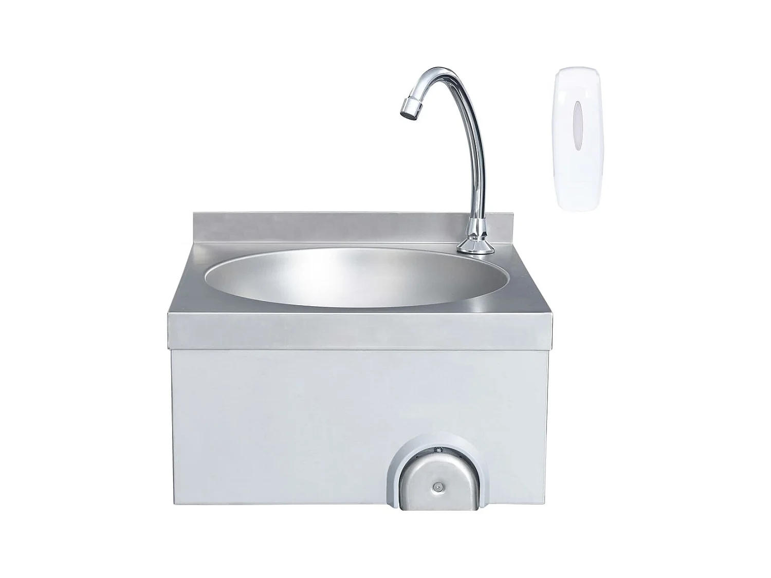 Wasbak van roestvrij staal met kraan en zeepdispenser
