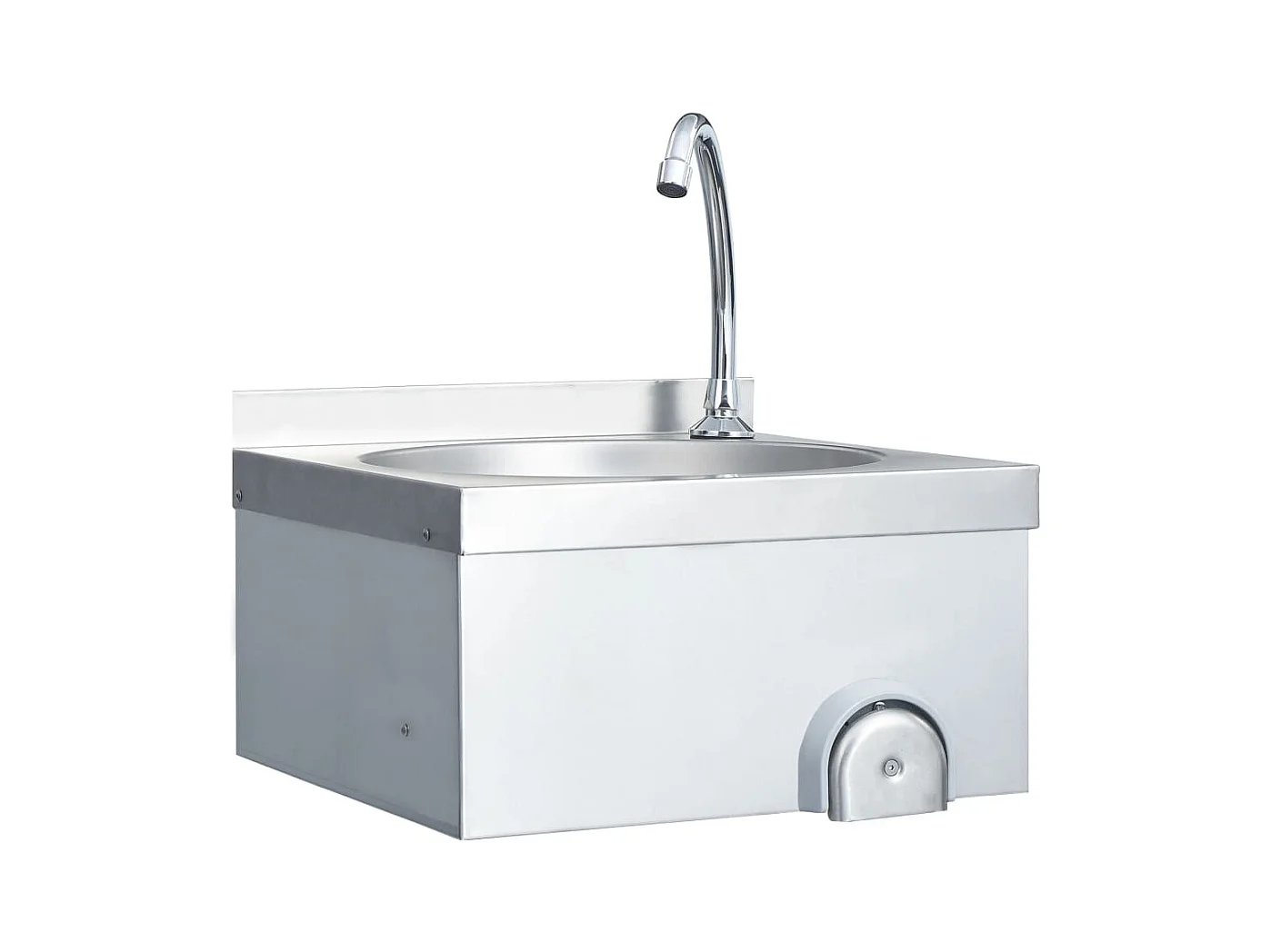 Wasbak van roestvrij staal met kraan en zeepdispenser