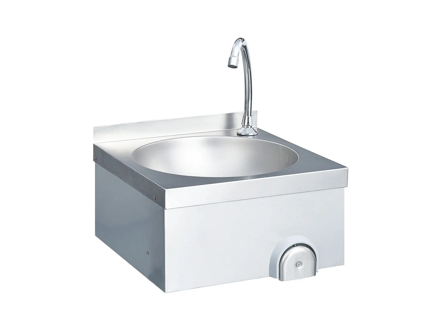 Wasbak van roestvrij staal met kraan en zeepdispenser