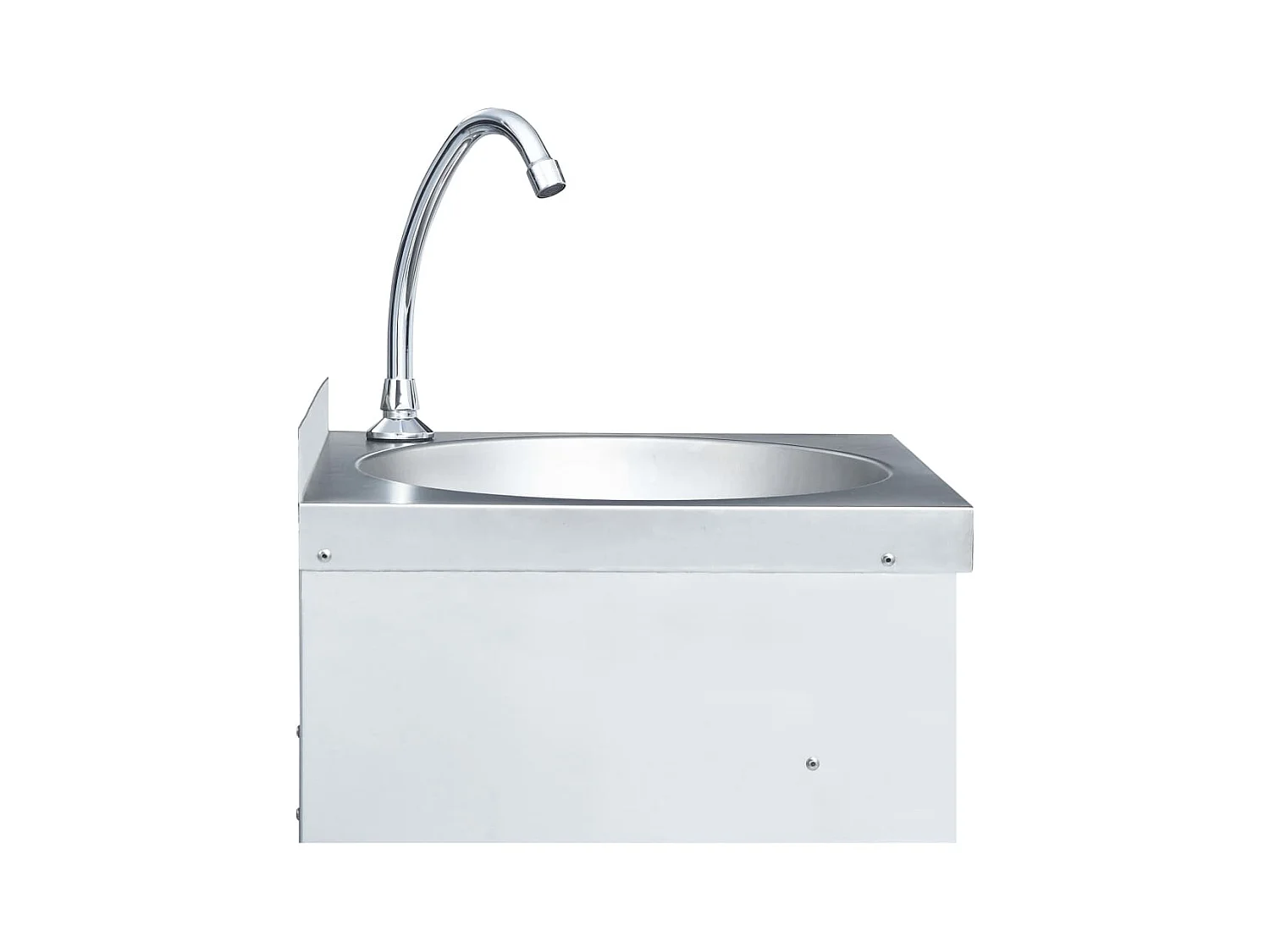 Wasbak van roestvrij staal met kraan en zeepdispenser