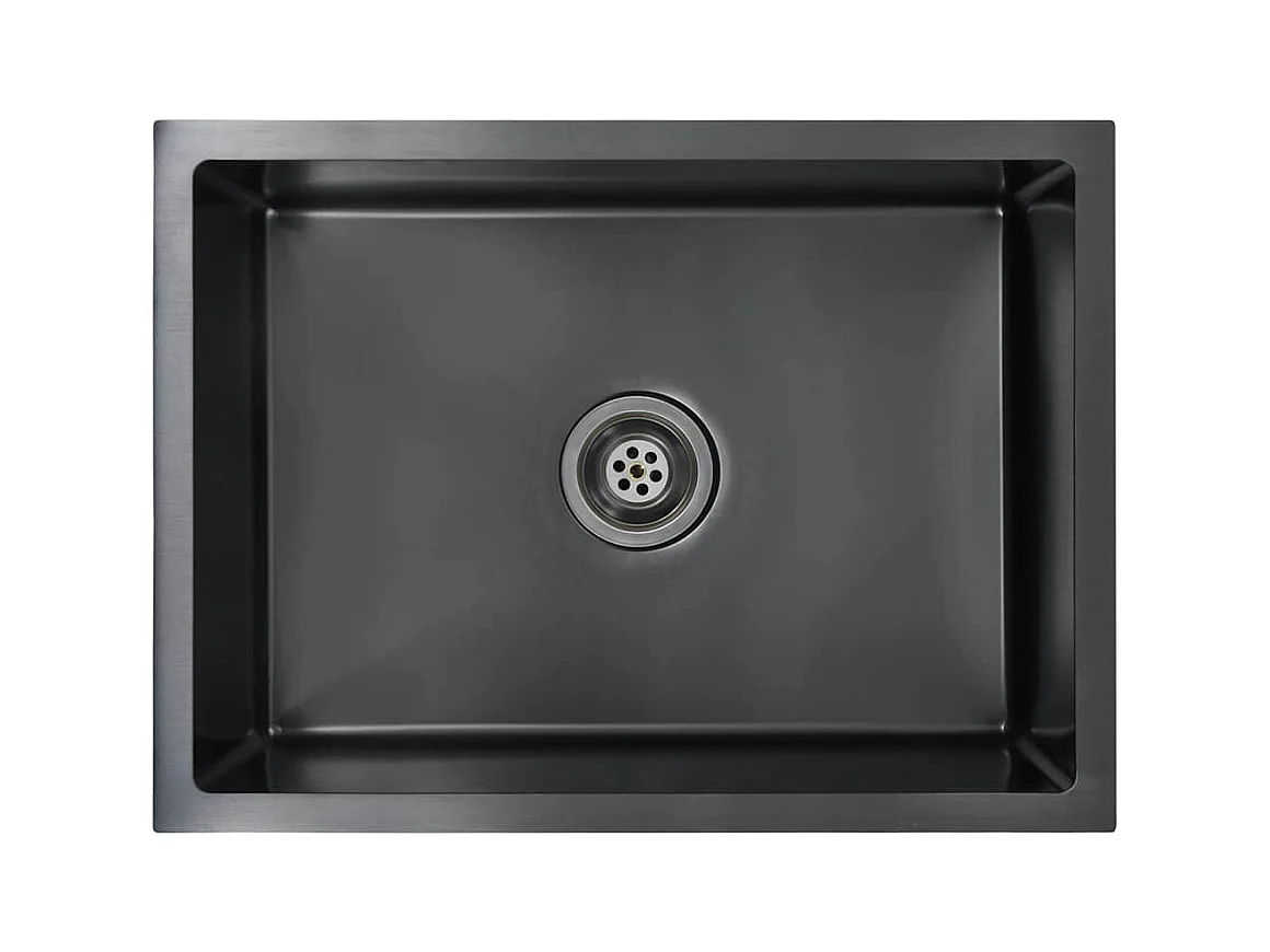Handgefertigte Küchenspüle aus schwarzem Edelstahl