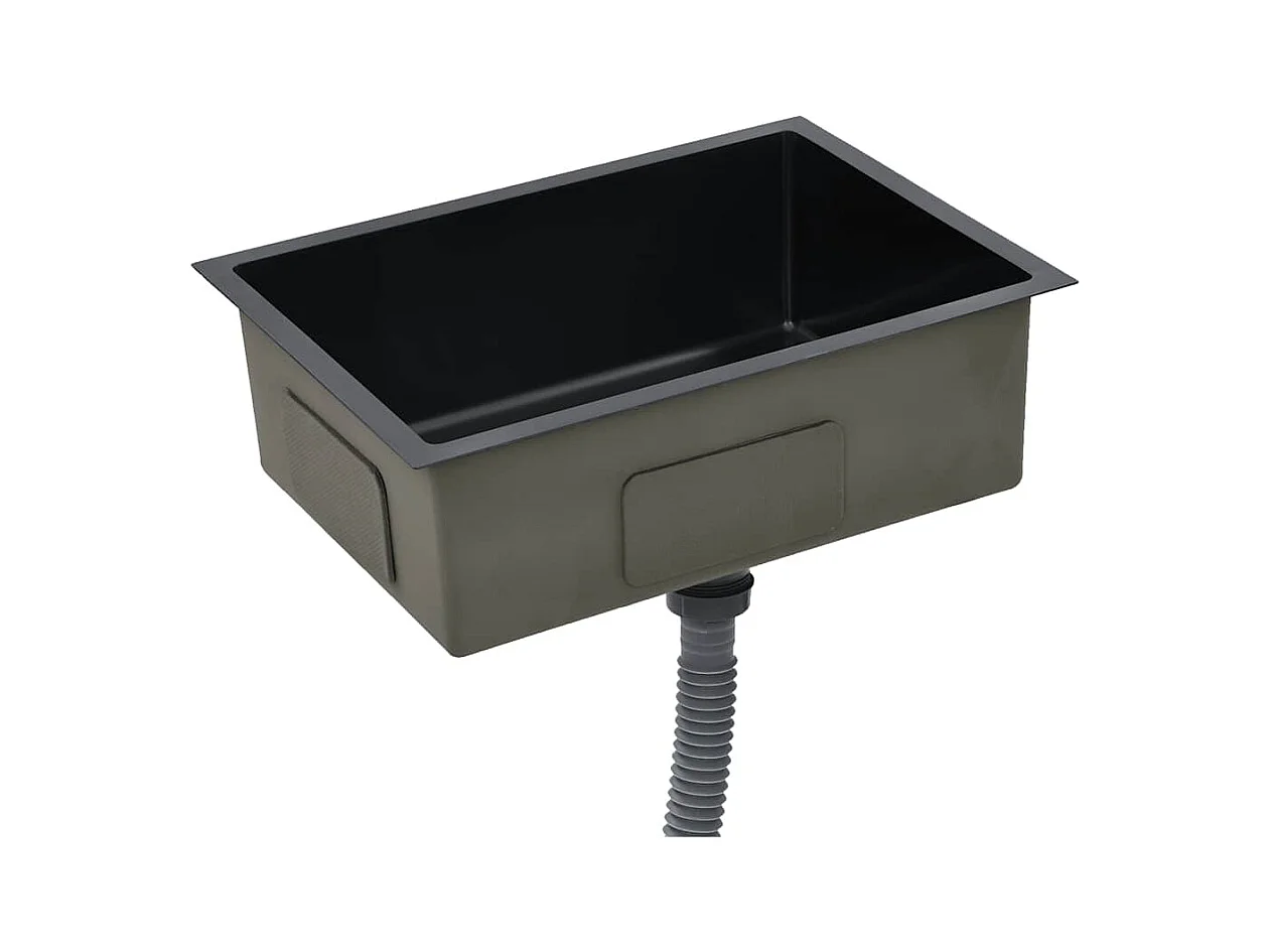 Handgefertigte Küchenspüle aus schwarzem Edelstahl