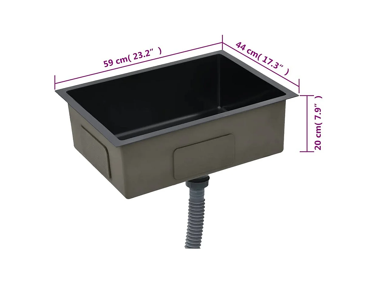 Handgefertigte Küchenspüle aus schwarzem Edelstahl
