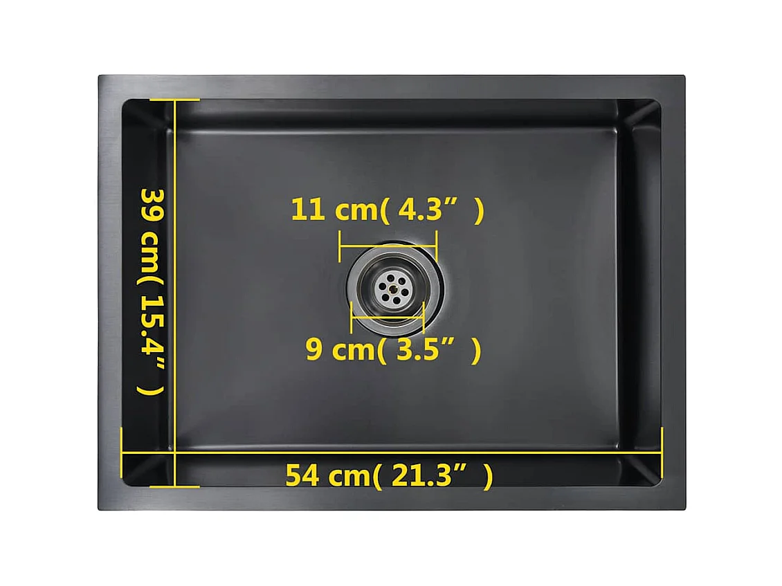 Handgefertigte Küchenspüle aus schwarzem Edelstahl