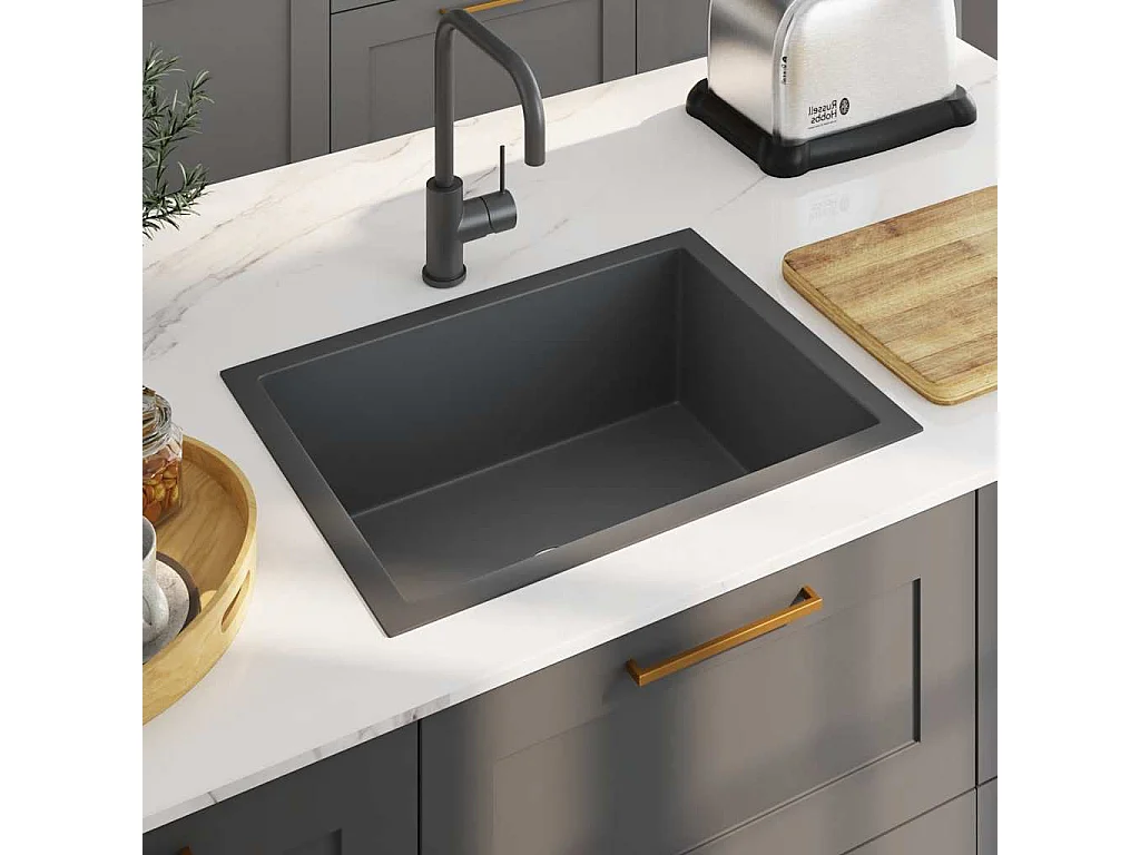 Lavello da cucina fatto a mano in acciaio inossidabile nero