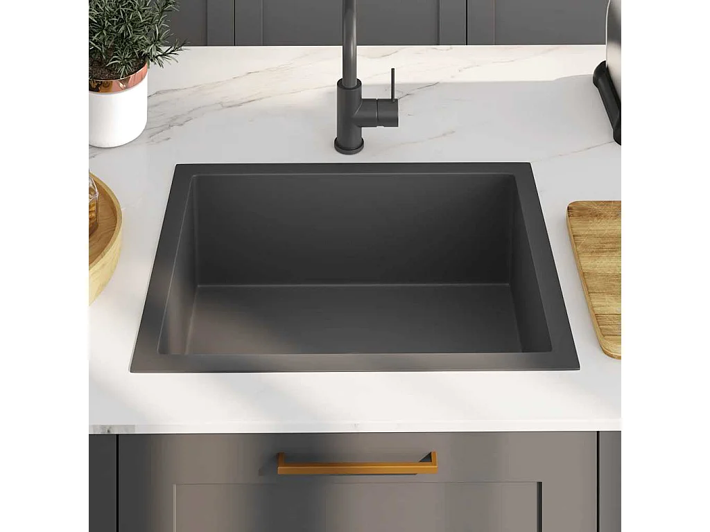 Lavello da cucina fatto a mano in acciaio inossidabile nero