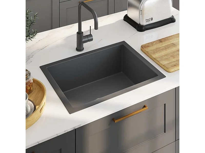 Lavello da cucina fatto a mano in acciaio inossidabile nero