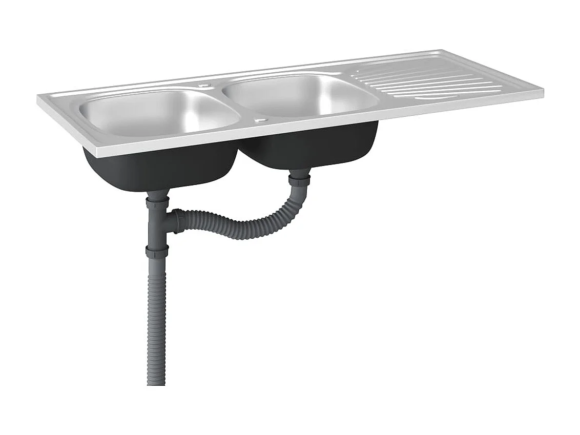 Silber Doppelspüle Küchenspüle 1200x500x155 mm Edelstahl