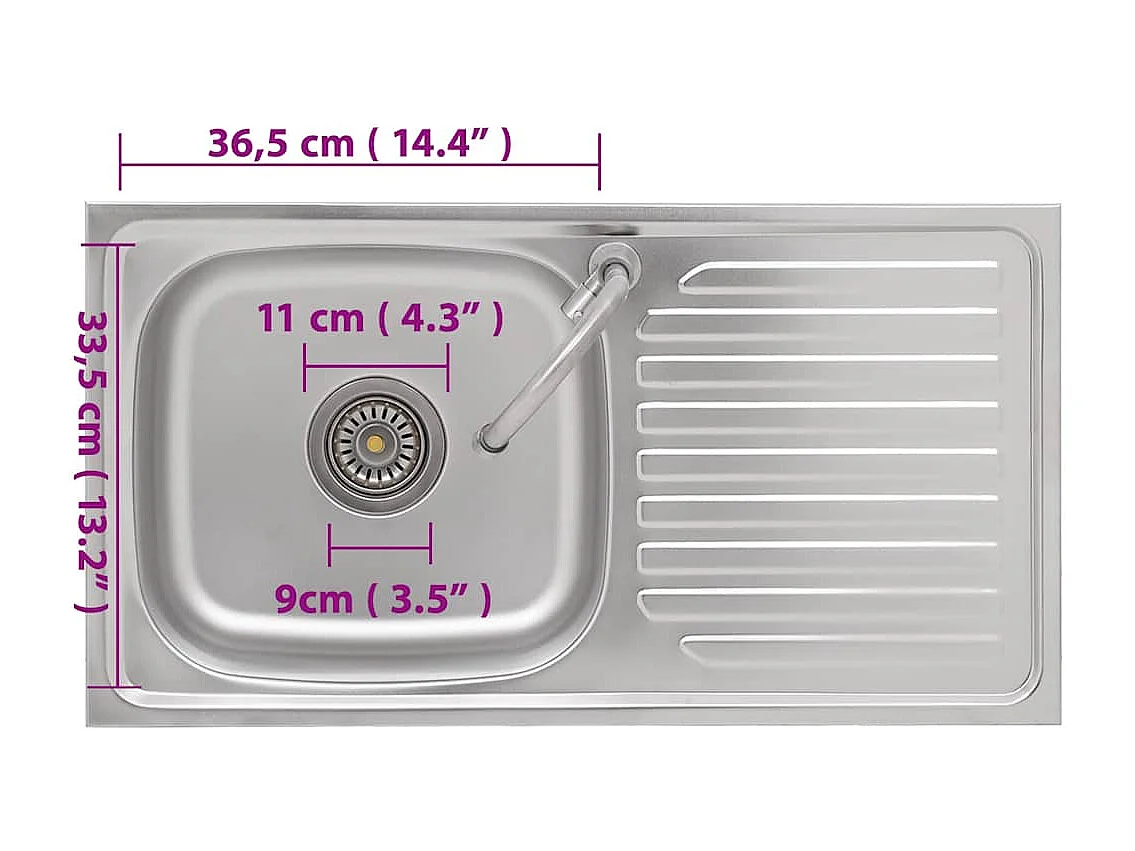 Fregadero de camping individual con grifo de acero inoxidable