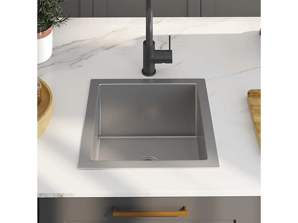 Fregadero de cocina hecho a mano de acero inoxidable