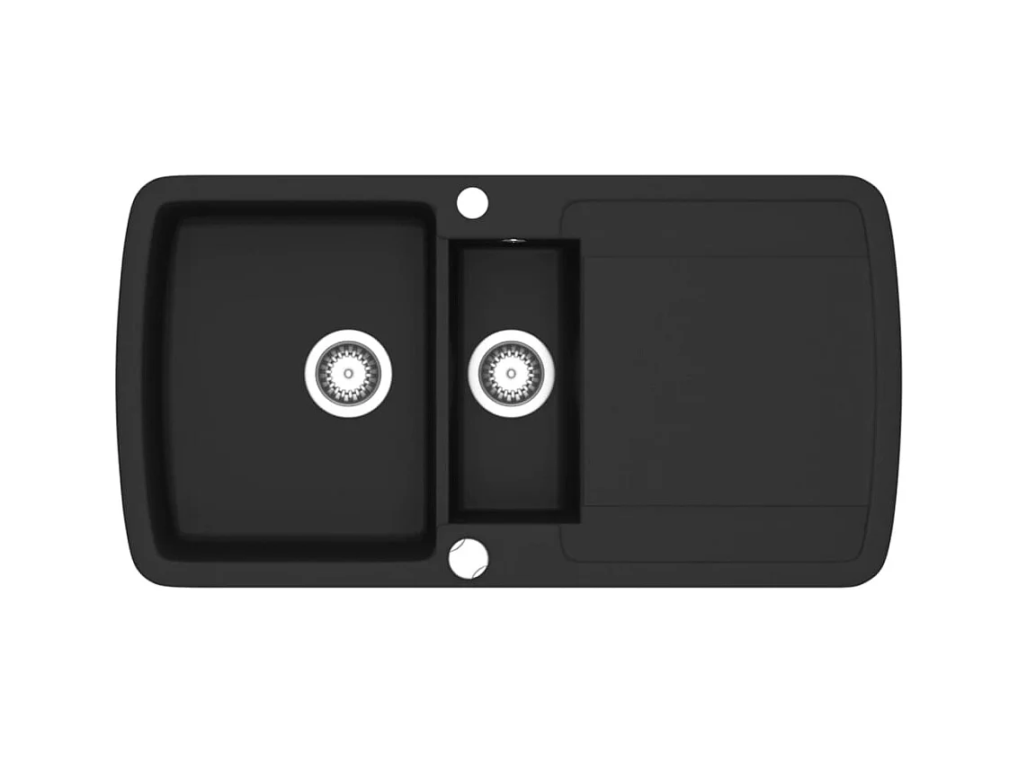 Zwarte dubbele granieten keukengootsteen