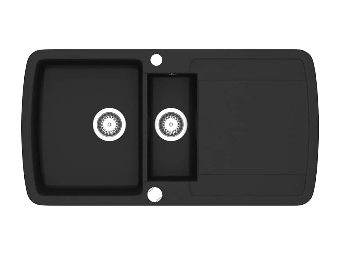 Évier de cuisine en granit Double bac Noir