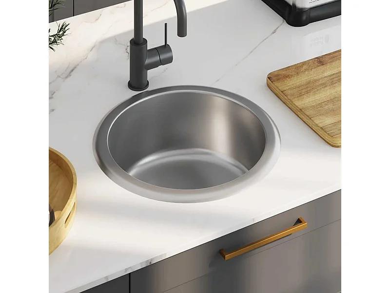 Keukenspoelbak met zeef en sifon RVS