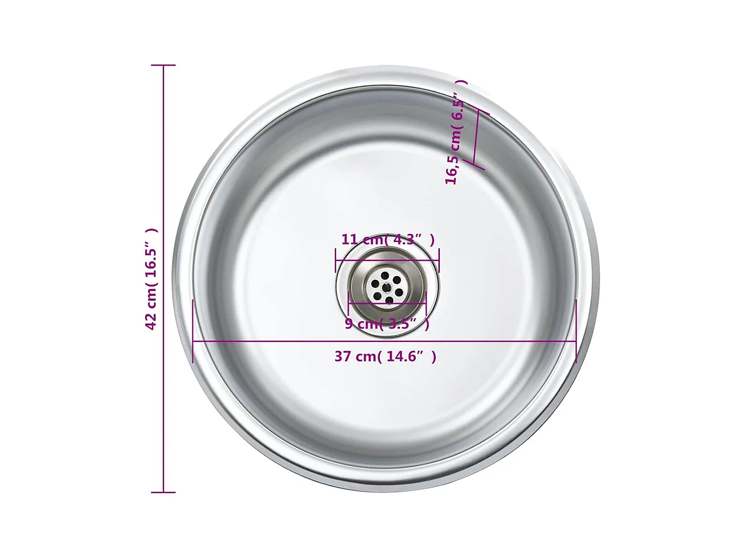 Keukenspoelbak met zeef en sifon RVS