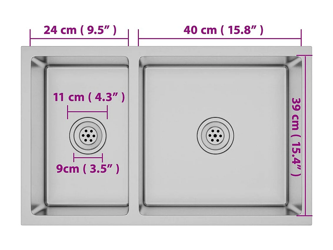 Fregadero de cocina de acero inoxidable