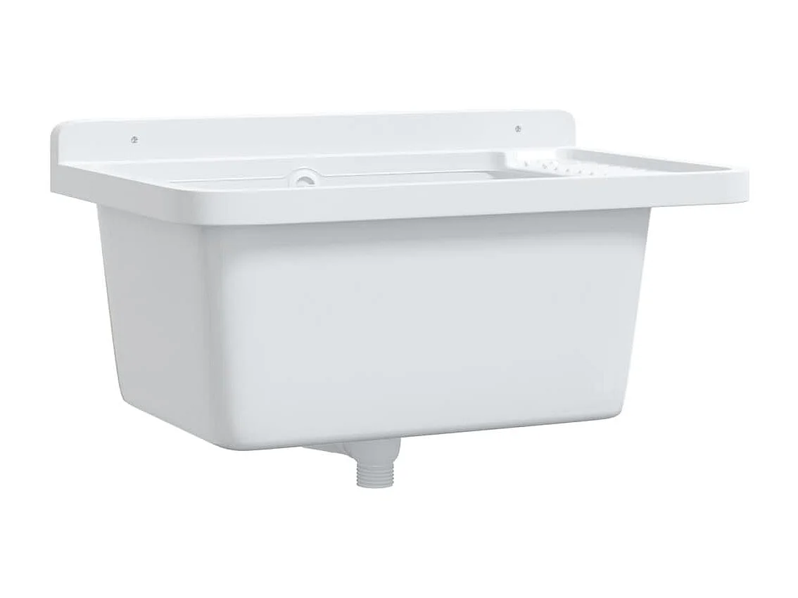 Fregadero de pared, blanco, 60x40x28 cm, resina