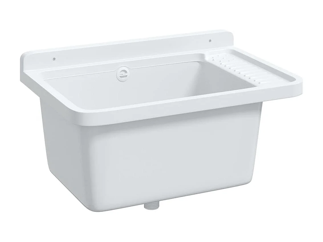 Fregadero de pared, blanco, 60x40x28 cm, resina