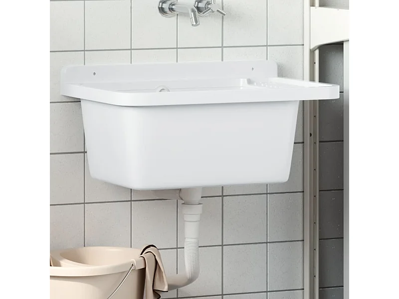 Fregadero de pared, blanco, 60x40x28 cm, resina