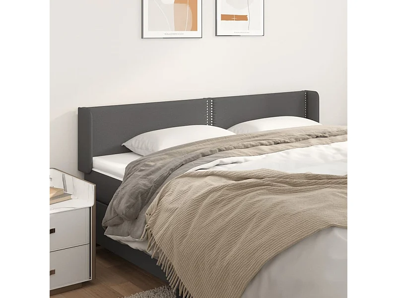 Testiera con ali Grigio 183x16x78/88 cm Ecopelle