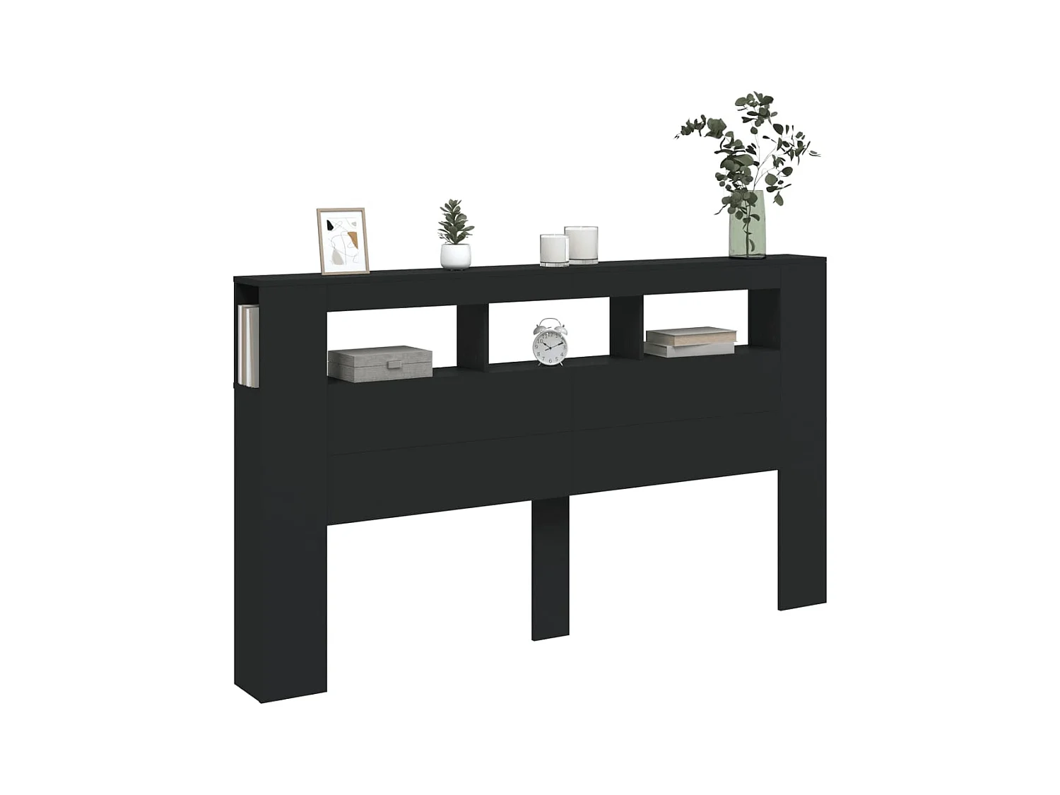 Zwart LED hoofdbord 180x18,5x103,5 cm bewerkt hout