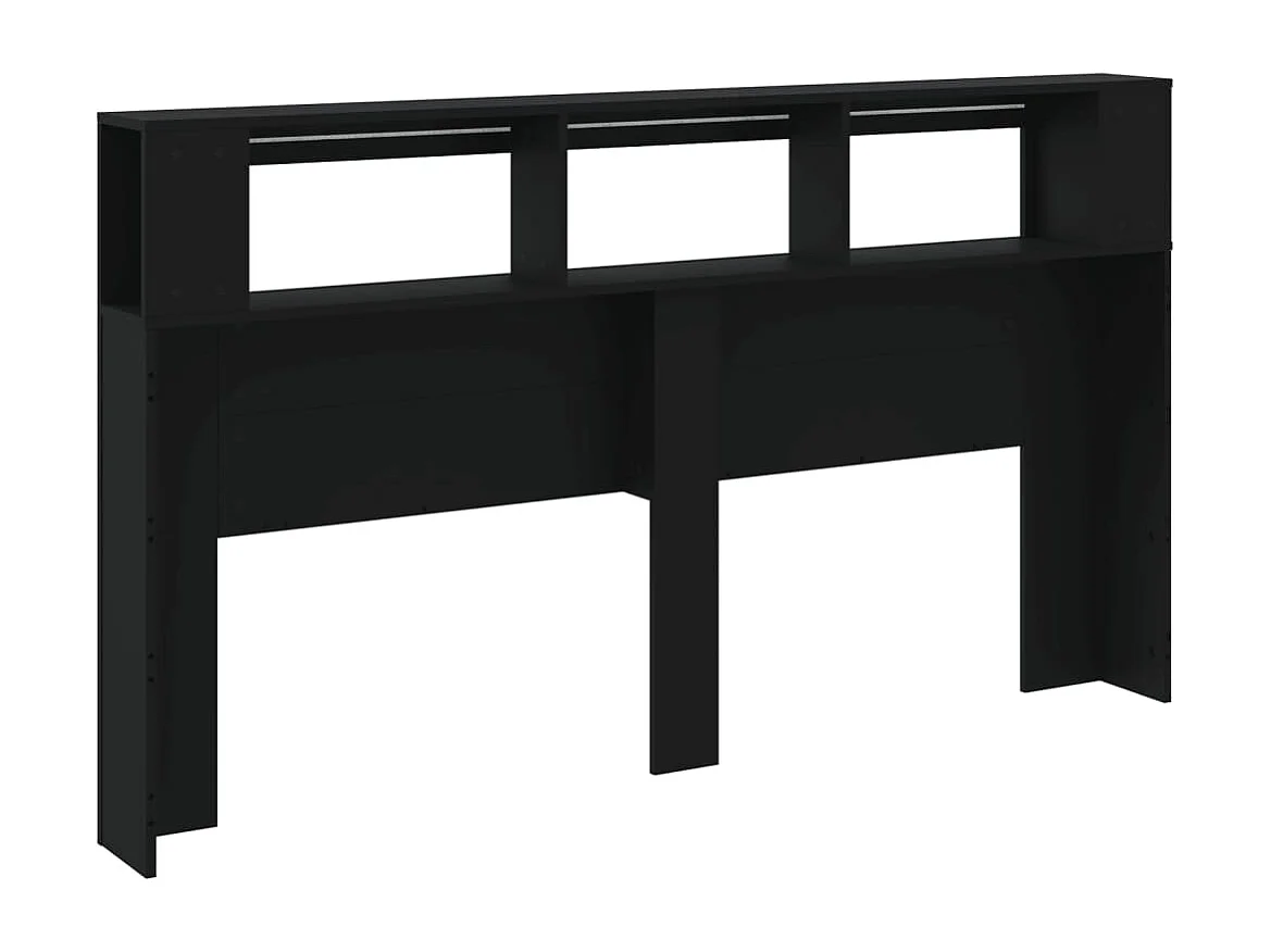 Zwart LED hoofdbord 180x18,5x103,5 cm bewerkt hout