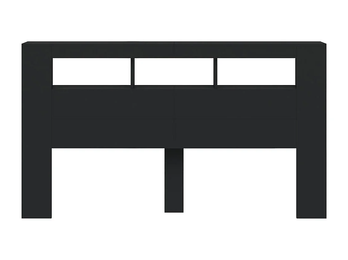 Cabecero LED negro 180x18,5x103,5 cm madera de ingeniería