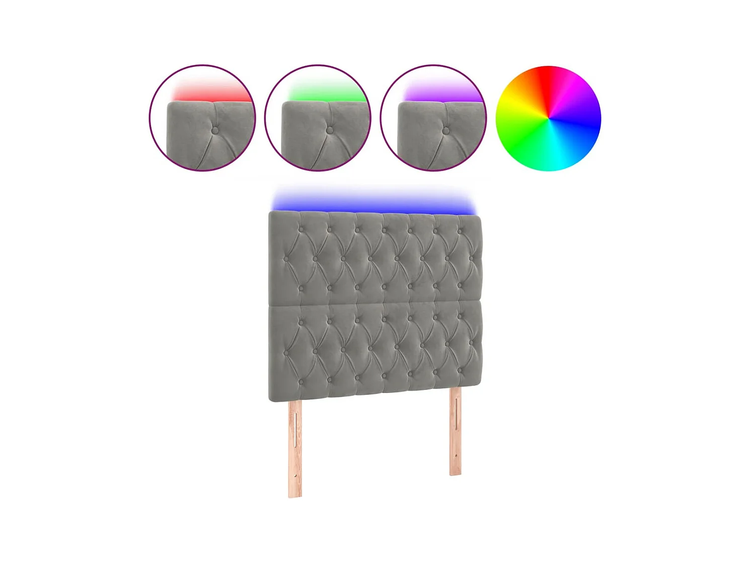 Cabecero LED Gris Claro 90x7x118/128 cm Terciopelo