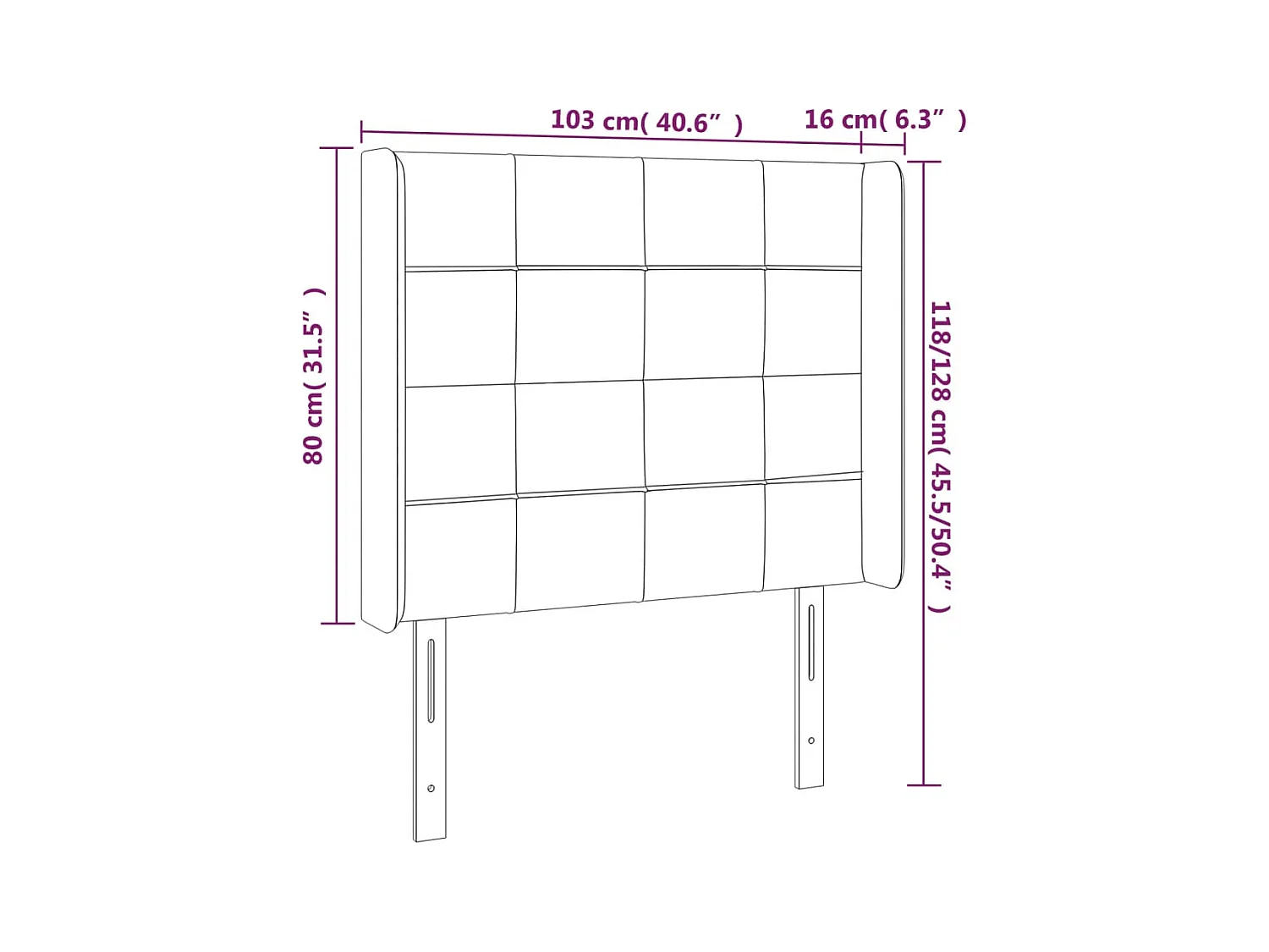 Cabecero LED Crema 103x16x118/128 cm Tela