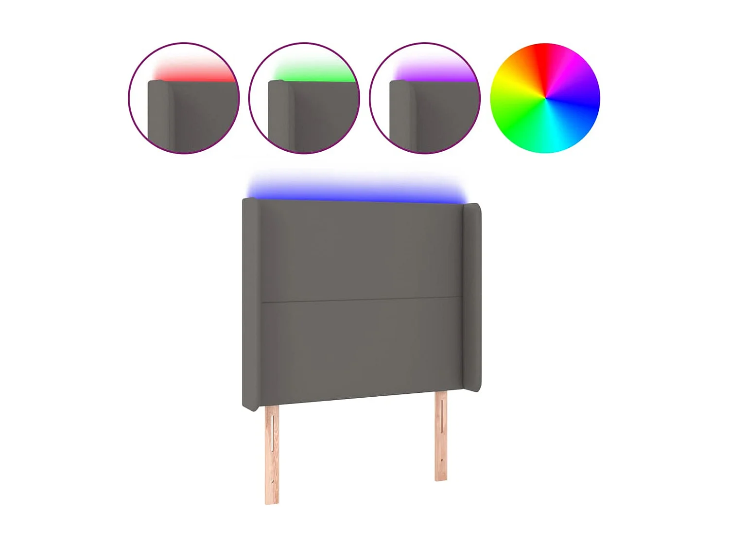 LED Hoofdbord Grijs 83x16x118/128 cm Kunstleer