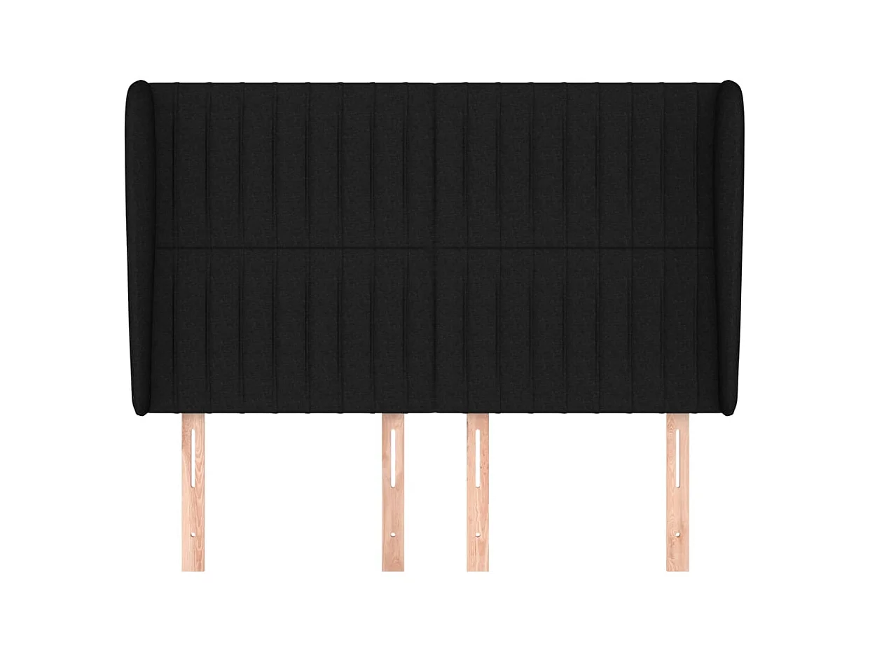 Cabecero con alas Negro 147x23x118/128 cm Tela