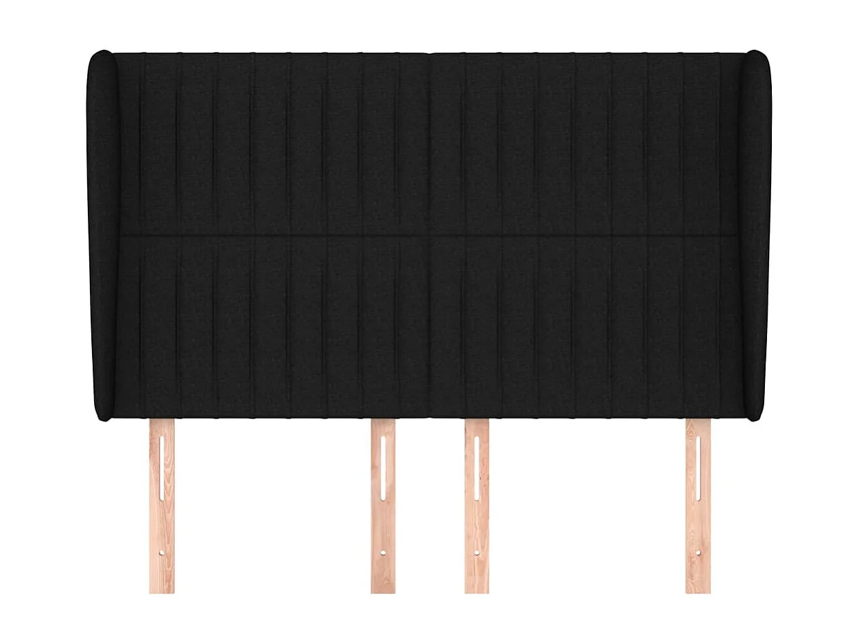 Cabecero con alas Negro 147x23x118/128 cm Tela