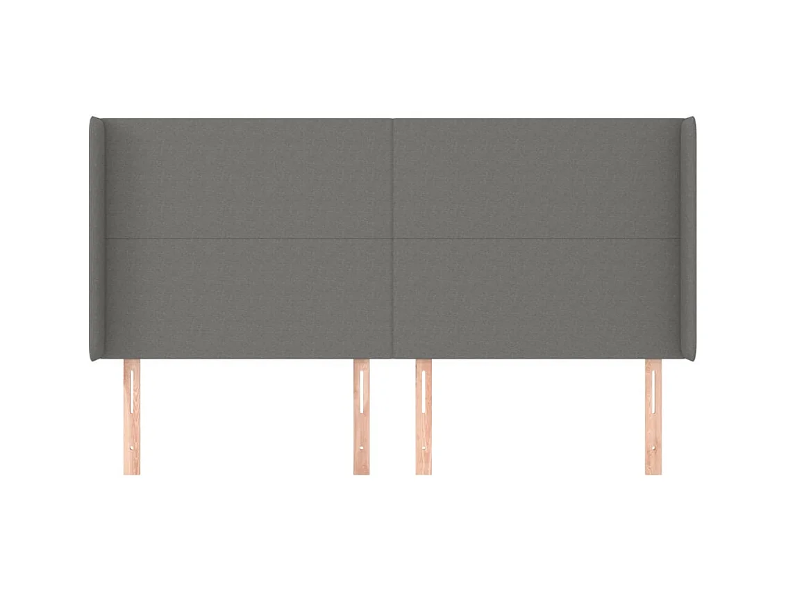 Tête de lit avec oreilles Gris foncé 163x16x118/128 cm Tissu