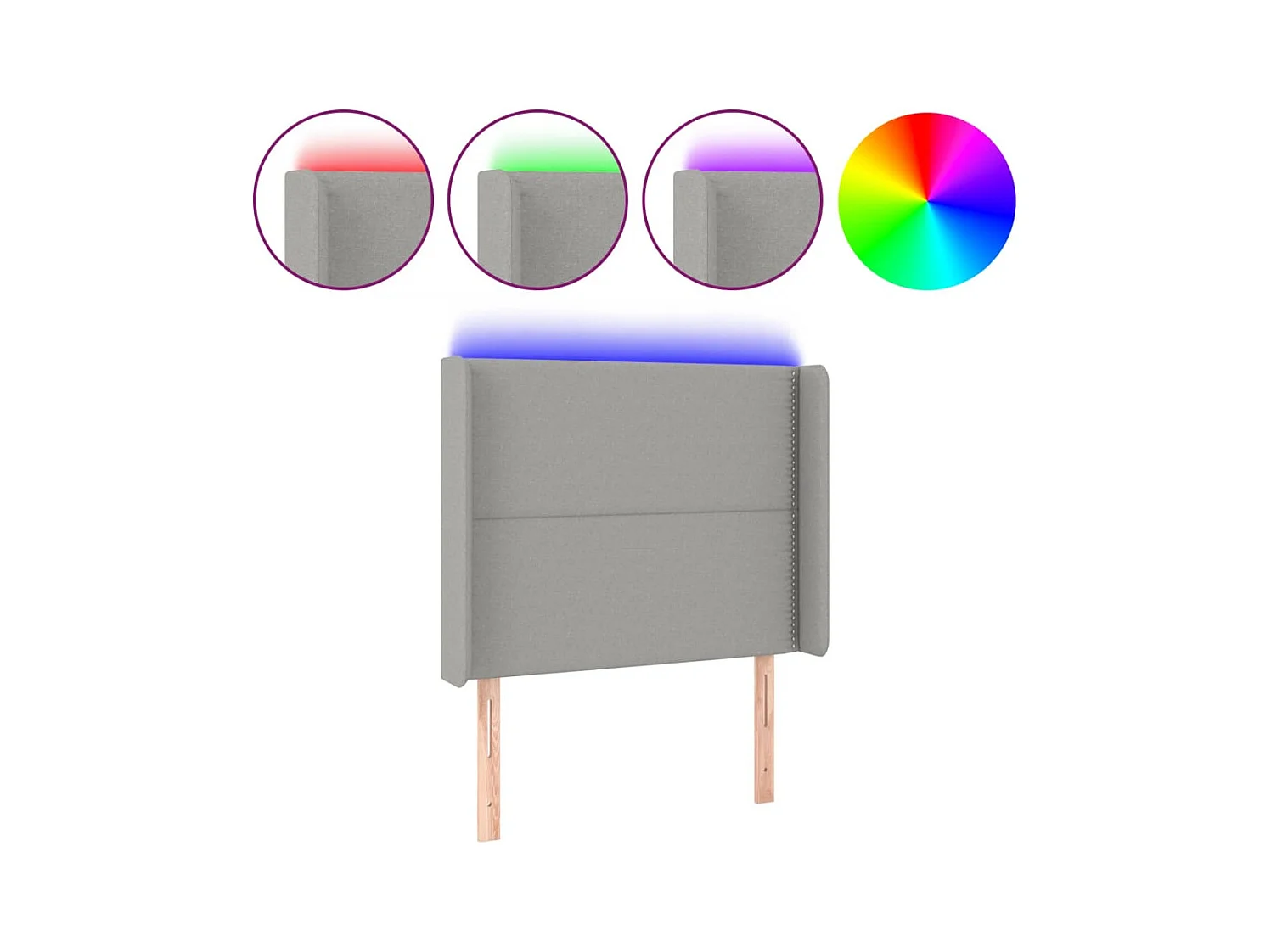 LED hoofdbord Lichtgrijs 103x16x118/128 cm Stof