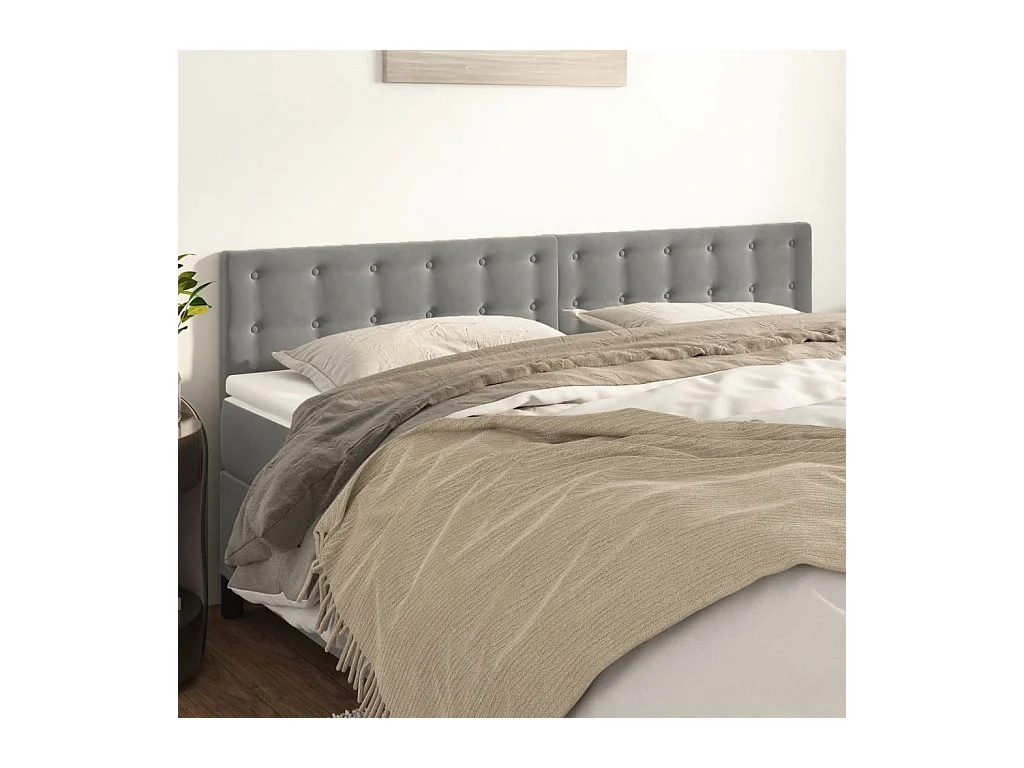 Têtes de lit 2 pcs Gris clair 90x5x78/88 cm Velours