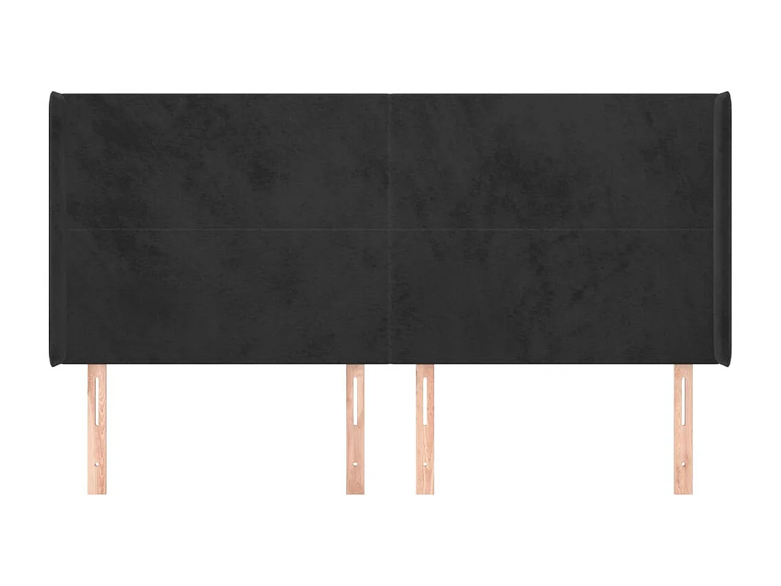 Tête de lit avec oreilles Noir 203x16x118/128 cm Velours