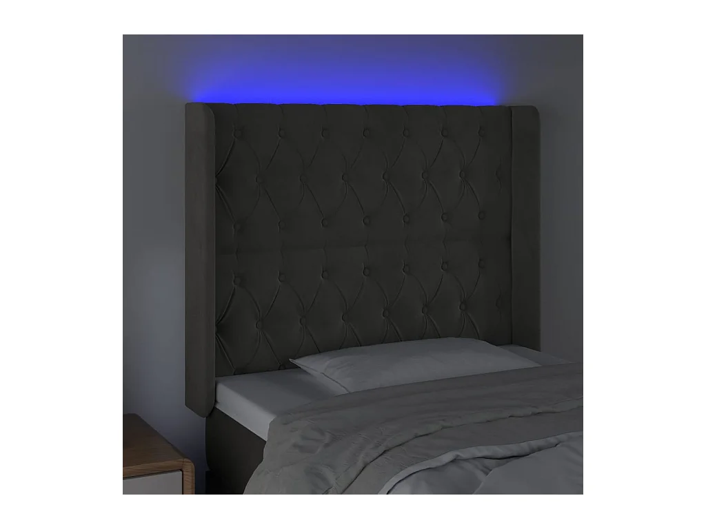 LED-Kopfteil Dunkelgrau 103x16x118/128 cm Samt