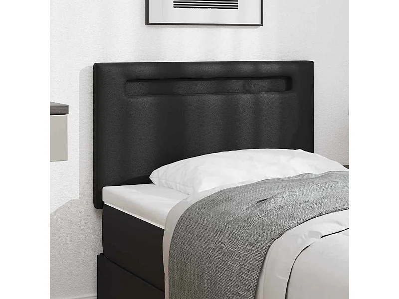 Kopfteil mit LED-Leuchten Schwarz 90 cm PVC