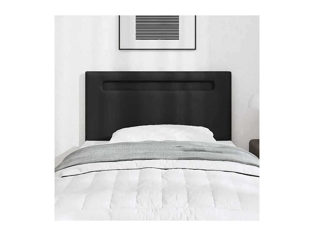 Kopfteil mit LED-Leuchten Schwarz 90 cm PVC