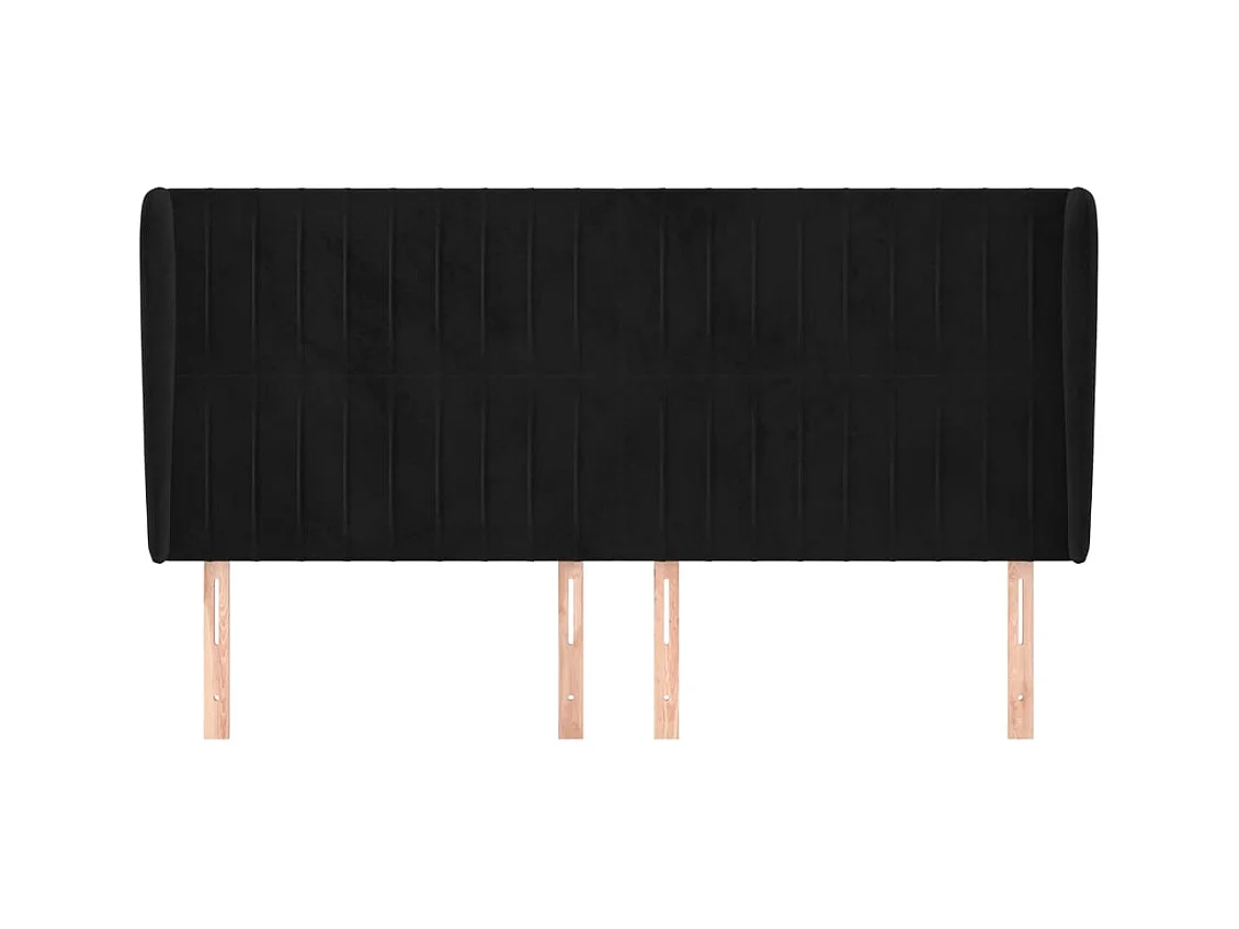 Hoofdbord met vleugels Zwart 203x23x118/128 cm Fluweel