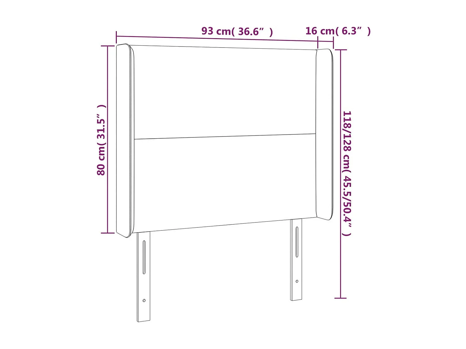 LED hoofdbord Cappuccino 93x16x118/128 cm Kunstleer