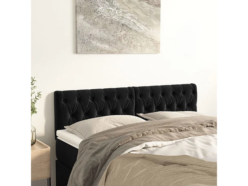 Têtes de lit 2 pcs Noir 72x7x78/88 cm Velours