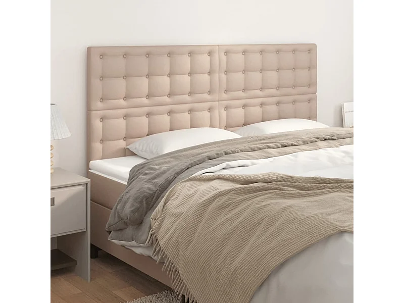 Hoofdborden 4 stuks Cappuccino 100x5x78/88 cm Kunstleer