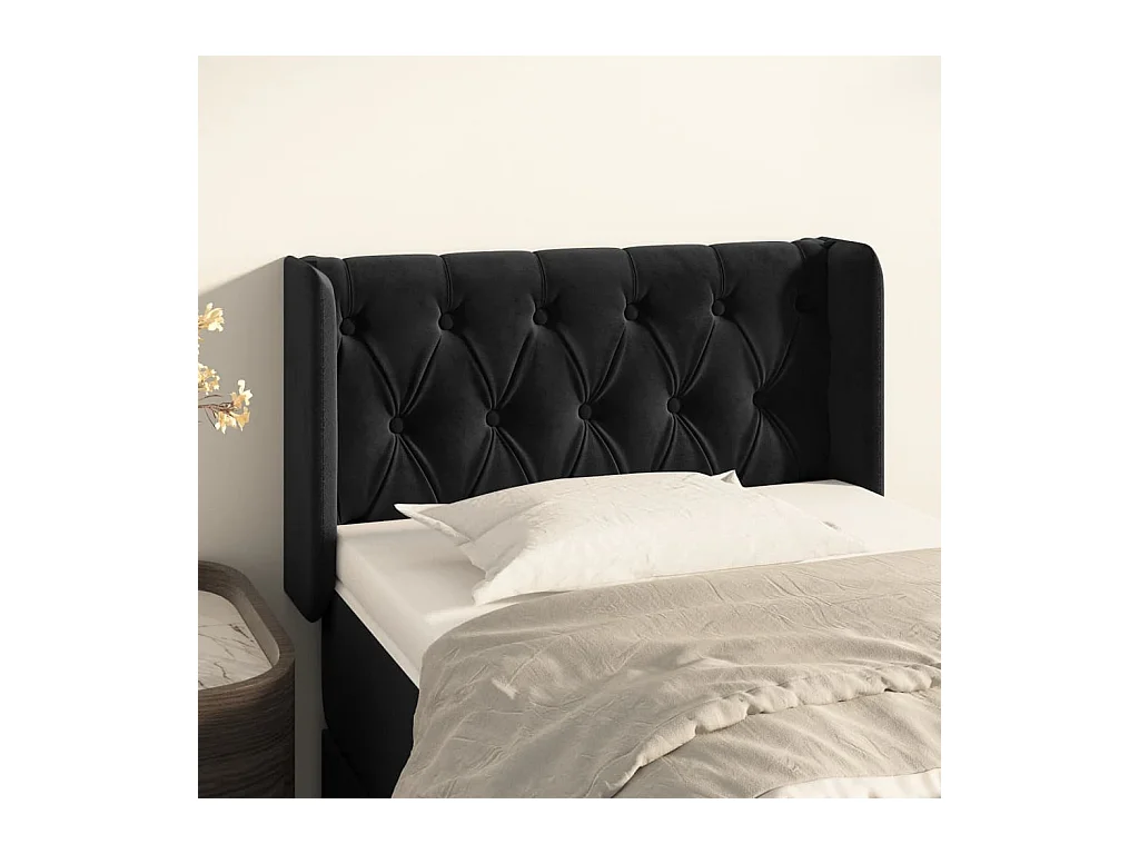 Tête de lit avec oreilles Noir 83x16x78/88 cm Velours