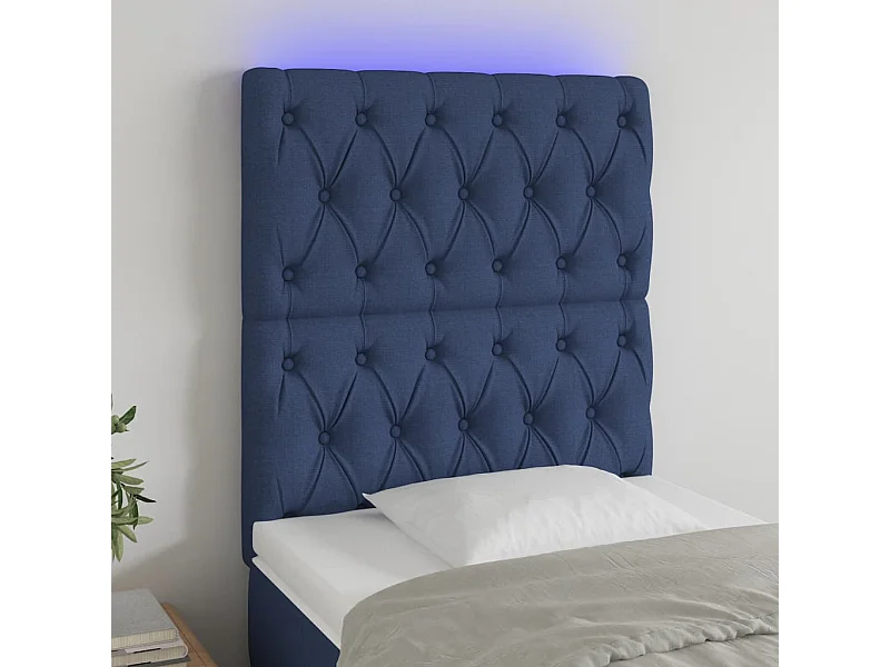 Blauw LED hoofdbord 80x7x118/128 cm Stof