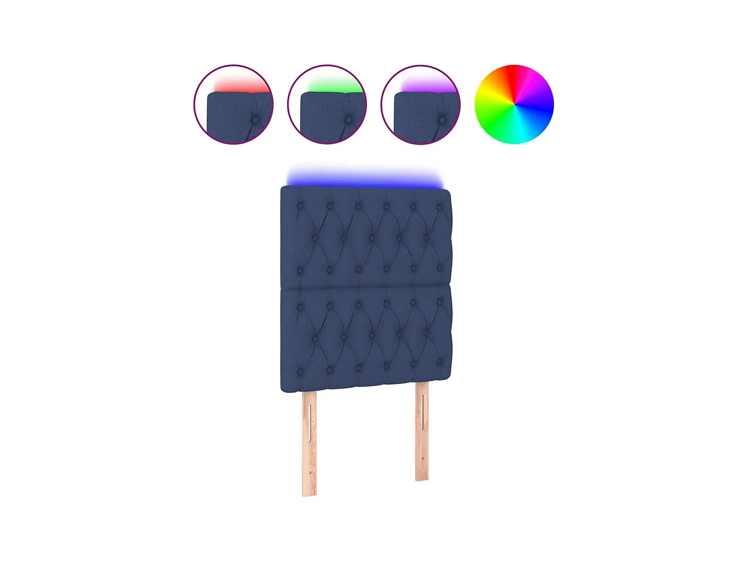 Blauw LED hoofdbord 80x7x118/128 cm Stof