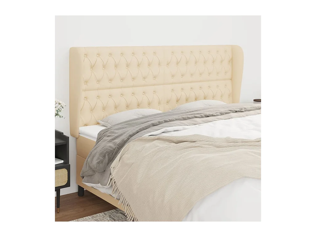 Tête de lit avec oreilles Crème 203x23x118/128 cm Tissu